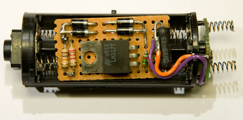 Top view of the electronics fitted in the battery compartment