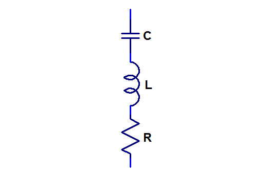 Model of a decoupling capacitor and its associated layout.