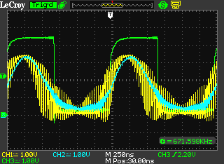 Signals after the mixer when a metal object is close to the sensing plate.