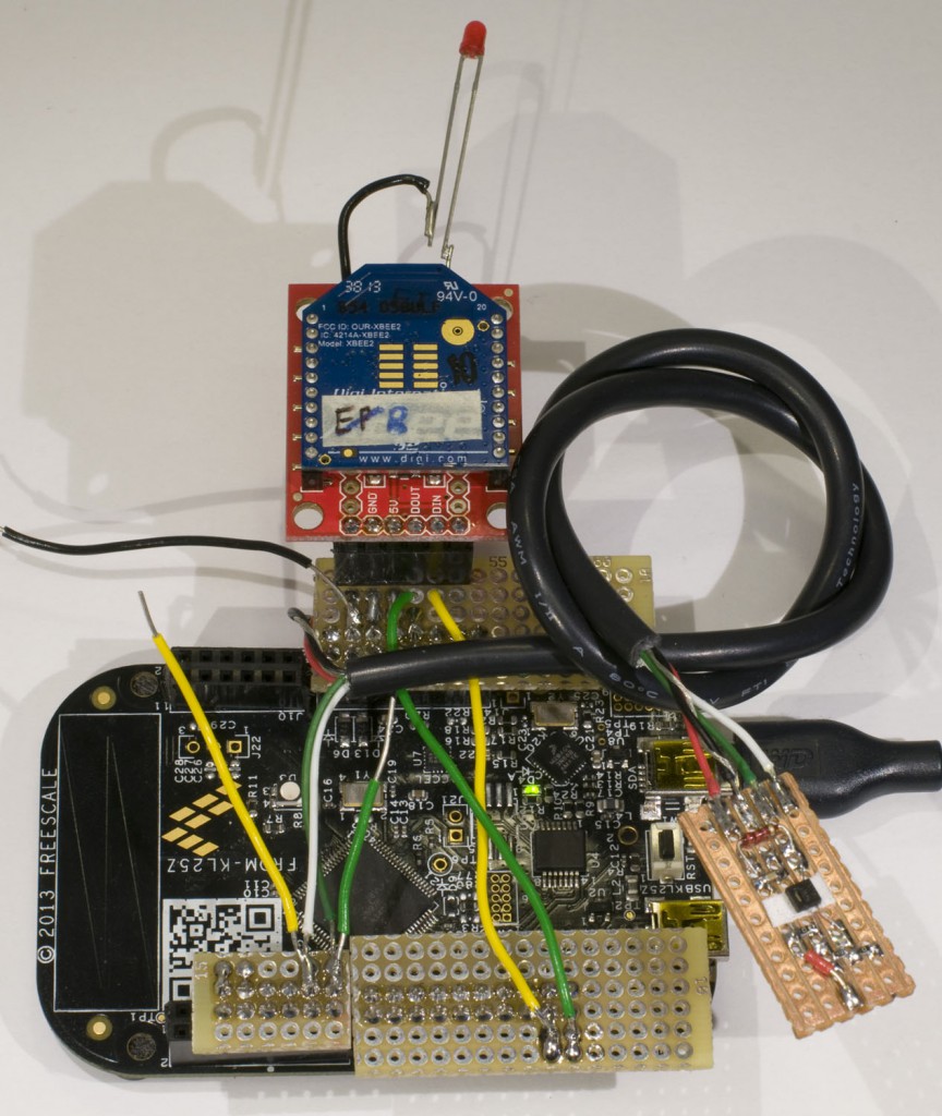 ZigBee sensor node based on a FRDM board, an XBee module and a SHT21 humidity sensor.