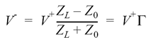 V- = V+ * (ZL - Z0)/(ZL + Z0) = V+ * Gamma